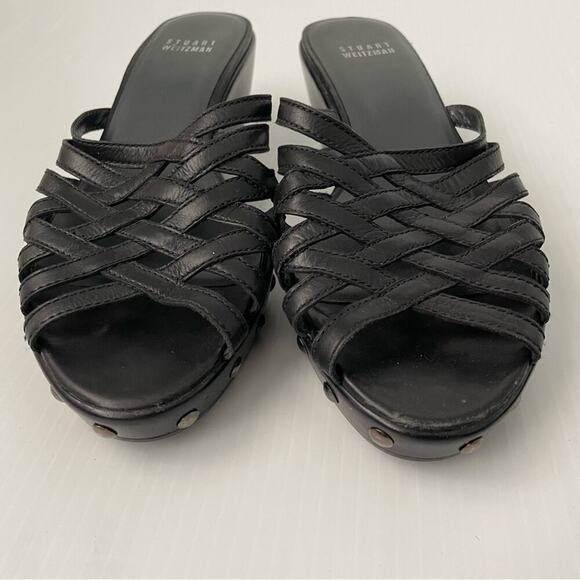 Stuart Weitzman black heeled sandals size 9 cross cross straps - Picture 5 of 11